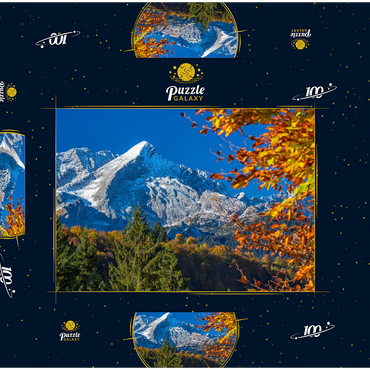 Darstellung des Puzzle Motivs Alpspitze (2628m) im Herbst, Garmisch-Partenkirchen 100 Puzzle Schachtel 3D Modell