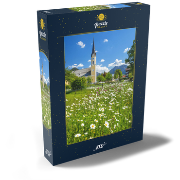 Darstellung des Puzzle Motivs Blumenwiese vor der Kirche St. Sixtus 1000 Puzzle Schachtel Ansicht2