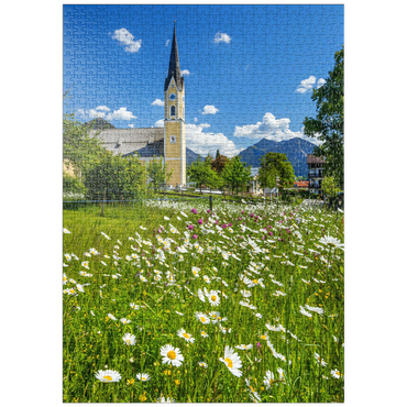 Darstellung des Puzzle Motivs puzzleplate Blumenwiese vor der Kirche St. Sixtus 1000 Puzzle
