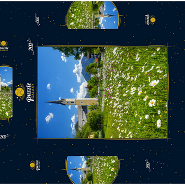 Darstellung des Puzzle Motivs Blumenwiese vor der Kirche St. Sixtus 200 Puzzle Schachtel 3D Modell