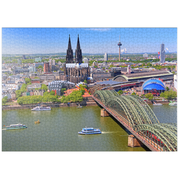 Darstellung des Puzzle Motivs puzzleplate Blick über den Rhein mit Kölner Dom und Hohenzollernbrücke, Köln 1000 Puzzle