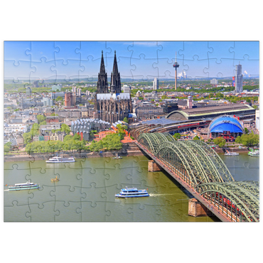 Darstellung des Puzzle Motivs puzzleplate Blick über den Rhein mit Kölner Dom und Hohenzollernbrücke, Köln 100 Puzzle