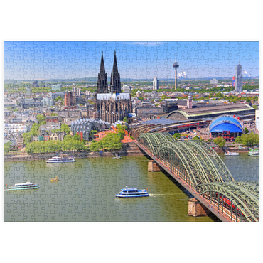 Darstellung des Puzzle Motivs puzzleplate Blick über den Rhein mit Kölner Dom und Hohenzollernbrücke, Köln 500 Puzzle
