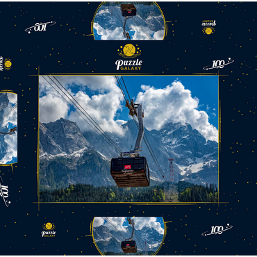 Darstellung des Puzzle Motivs Seilbahn auf die Zugspitze (2962m), Garmisch-Partenkirchen 100 Puzzle Schachtel 3D Modell