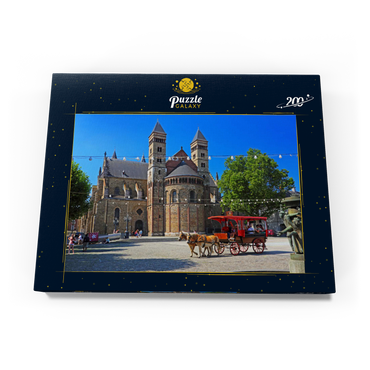 Darstellung des Puzzle Motivs St. Servatiusbasilika am Vrijthof mit Pferdekutsche, Maastricht 200 Puzzle Schachtel Ansicht3
