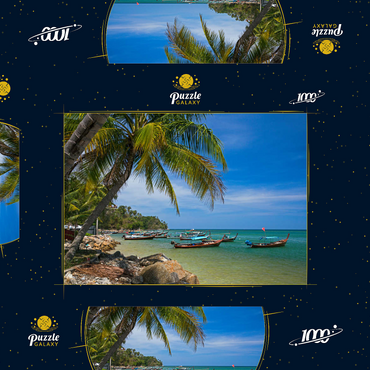 Darstellung des Puzzle Motivs Fischerboote am Strand von Bang Tao, Insel Phuket, Thailand 1000 Puzzle Schachtel 3D Modell