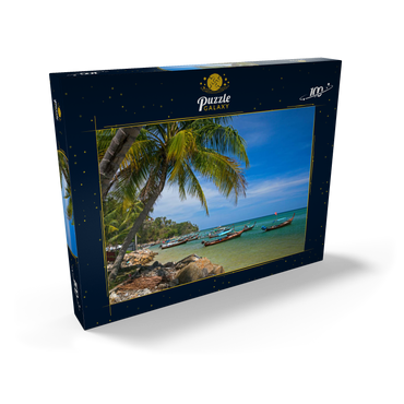 Darstellung des Puzzle Motivs Fischerboote am Strand von Bang Tao, Insel Phuket, Thailand 100 Puzzle Schachtel Ansicht2