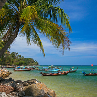 Darstellung des Puzzle Motivs Fischerboote am Strand von Bang Tao, Insel Phuket, Thailand 100 Puzzle 3D Modell