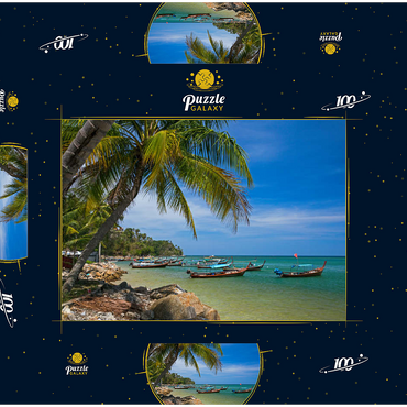 Darstellung des Puzzle Motivs Fischerboote am Strand von Bang Tao, Insel Phuket, Thailand 100 Puzzle Schachtel 3D Modell