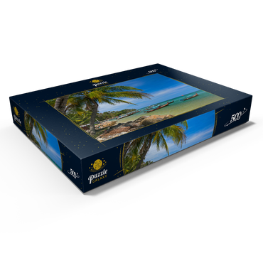 Darstellung des Puzzle Motivs Fischerboote am Strand von Bang Tao, Insel Phuket, Thailand 500 Puzzle Schachtel Ansicht1