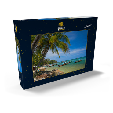 Darstellung des Puzzle Motivs Fischerboote am Strand von Bang Tao, Insel Phuket, Thailand 500 Puzzle Schachtel Ansicht2