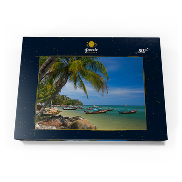 Darstellung des Puzzle Motivs Fischerboote am Strand von Bang Tao, Insel Phuket, Thailand 500 Puzzle Schachtel Ansicht3