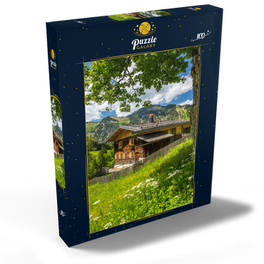 Darstellung des Puzzle Motivs Bergbauernhof in Gerstruben bei Oberstdorf 100 Puzzle Schachtel Ansicht2