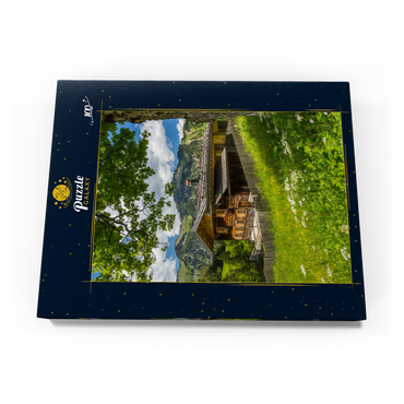 Darstellung des Puzzle Motivs Bergbauernhof in Gerstruben bei Oberstdorf 100 Puzzle Schachtel Ansicht3
