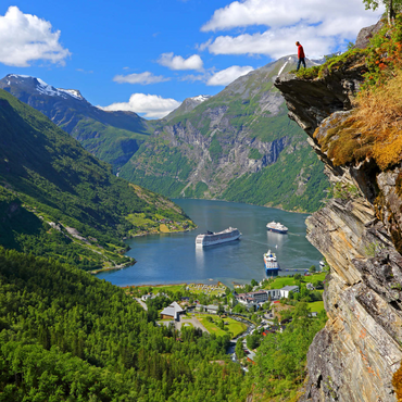 Darstellung des Puzzle Motivs Blick vom Flydalsjuvet auf den Geiranger Fjord, Norwegen 1000 Puzzle 3D Modell