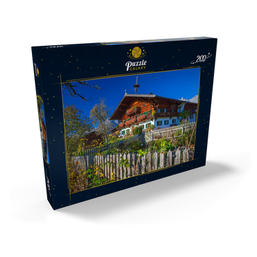 Darstellung des Puzzle Motivs Bauernhaus gegen Kaisergebirge (2344m), Reith bei Kitzbühel, Österreich 200 Puzzle Schachtel Ansicht2