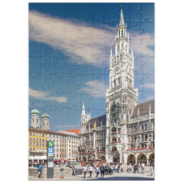 Darstellung des Puzzle Motivs puzzleplate Marienplatz mit den Türmen der Frauenkirche und Rathaus, München 100 Puzzle