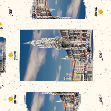 Darstellung des Puzzle Motivs Marienplatz mit den Türmen der Frauenkirche und Rathaus, München 500 Puzzle Schachtel 3D Modell
