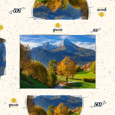 Darstellung des Puzzle Motivs Naturerlebnisweg bei Bischofswiesen nahe Berchtesgaden mit Blick zum Watzmann 500 Puzzle Schachtel 3D Modell