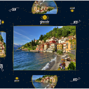 Darstellung des Puzzle Motivs Varenna am Comer See, Provinz Lecco, Lombardei, Italien 100 Puzzle Schachtel 3D Modell