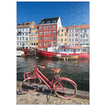 Darstellung des Puzzle Motivs puzzleplate Stichkanal Nyhavn im Stadtteil Frederiksstaden 100 Puzzle