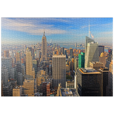 Darstellung des Puzzle Motivs puzzleplate Blick vom Rockefeller Center zum Empire State Building und One World Trade Center, Manhattan, New York City, USA 1000 Puzzle