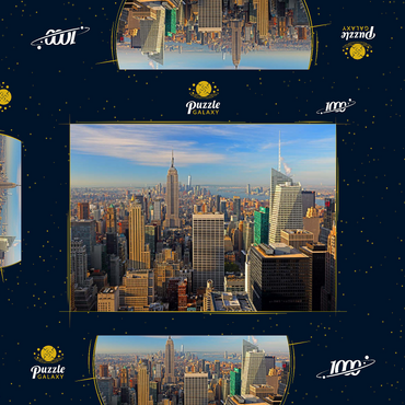 Darstellung des Puzzle Motivs Blick vom Rockefeller Center zum Empire State Building und One World Trade Center, Manhattan, New York City, USA 1000 Puzzle Schachtel 3D Modell