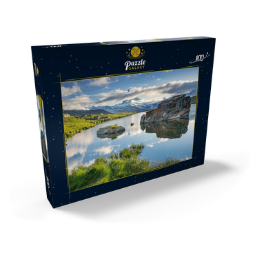 Darstellung des Puzzle Motivs Bergsee Stellisee mit dem Matterhorn (4478m) 100 Puzzle Schachtel Ansicht2