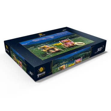 Darstellung des Puzzle Motivs Sonnige Ferien in Oberbayern, Deutschland 500 Puzzle Schachtel Ansicht1