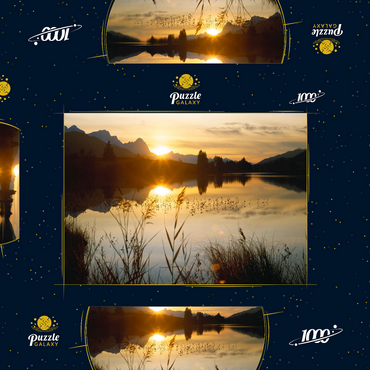 Darstellung des Puzzle Motivs Geroldsee gegen Zugspitzgruppe bei Mittenwald 1000 Puzzle Schachtel 3D Modell