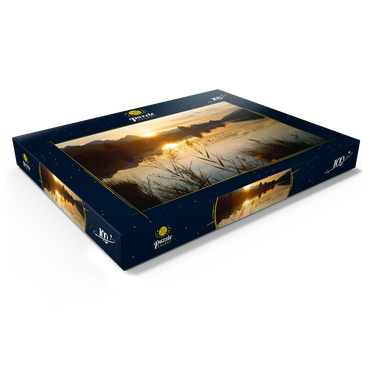Darstellung des Puzzle Motivs Geroldsee gegen Zugspitzgruppe bei Mittenwald 100 Puzzle Schachtel Ansicht1