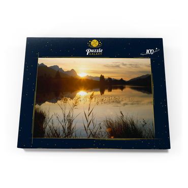 Darstellung des Puzzle Motivs Geroldsee gegen Zugspitzgruppe bei Mittenwald 100 Puzzle Schachtel Ansicht3