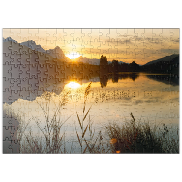 Darstellung des Puzzle Motivs puzzleplate Geroldsee gegen Zugspitzgruppe bei Mittenwald 200 Puzzle