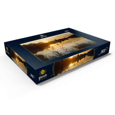 Darstellung des Puzzle Motivs Geroldsee gegen Zugspitzgruppe bei Mittenwald 500 Puzzle Schachtel Ansicht1