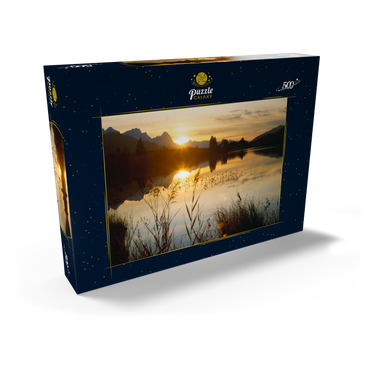 Darstellung des Puzzle Motivs Geroldsee gegen Zugspitzgruppe bei Mittenwald 500 Puzzle Schachtel Ansicht2