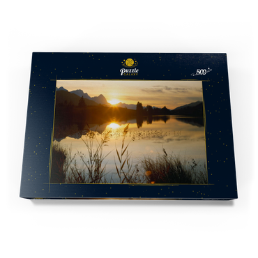 Darstellung des Puzzle Motivs Geroldsee gegen Zugspitzgruppe bei Mittenwald 500 Puzzle Schachtel Ansicht3