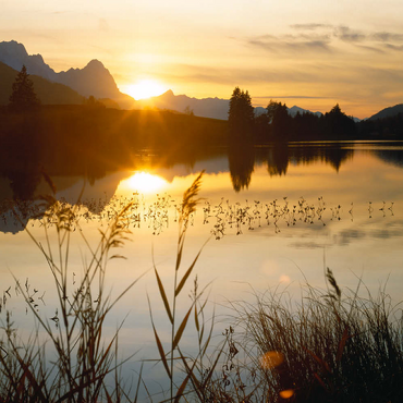 Darstellung des Puzzle Motivs Geroldsee gegen Zugspitzgruppe bei Mittenwald 500 Puzzle 3D Modell