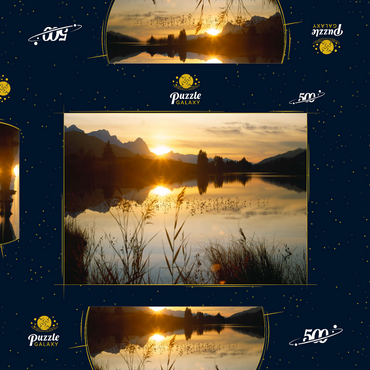 Darstellung des Puzzle Motivs Geroldsee gegen Zugspitzgruppe bei Mittenwald 500 Puzzle Schachtel 3D Modell