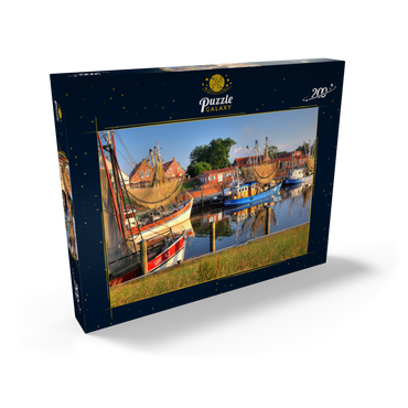 Darstellung des Puzzle Motivs Fischerhafen mit Krabbenkuttern im Morgenlicht 200 Puzzle Schachtel Ansicht2