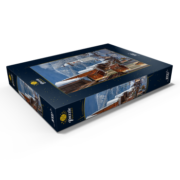 Darstellung des Puzzle Motivs Sonnenstraße mit Kirche St. Martin im Ortsteil Garmisch gegen Wank (1780m), Garmisch-Partenkirchen 1000 Puzzle Schachtel Ansicht1