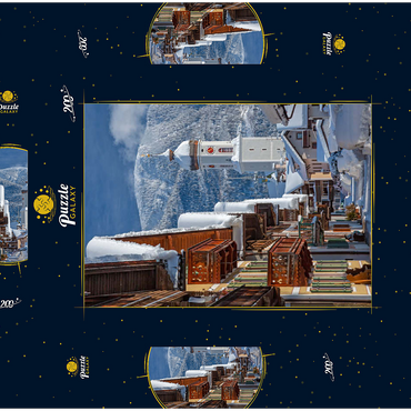 Darstellung des Puzzle Motivs Sonnenstraße mit Kirche St. Martin im Ortsteil Garmisch gegen Wank (1780m), Garmisch-Partenkirchen 200 Puzzle Schachtel 3D Modell