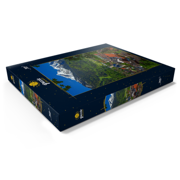 Darstellung des Puzzle Motivs Partenkirchner Pfarrkirche Maria Himmelfahrt gegen Alpspitze (2628m), Garmisch-Partenkirchen 200 Puzzle Schachtel Ansicht1