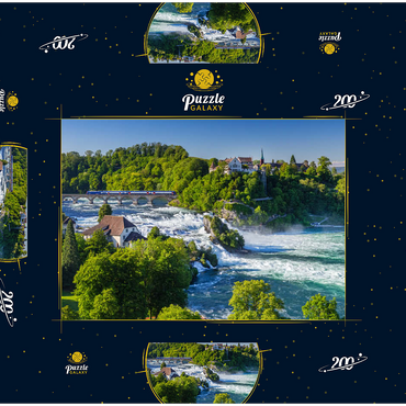 Darstellung des Puzzle Motivs Blick über den Rheinfall zum Schloss Laufen 200 Puzzle Schachtel 3D Modell