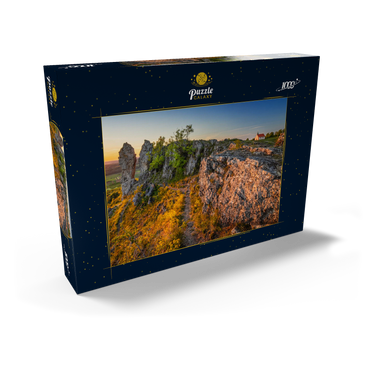 Darstellung des Puzzle Motivs Abend auf dem Zeugenberg Ehrenbürg, auch Walberla genannt, mit der Walburgiskapelle 1000 Puzzle Schachtel Ansicht2