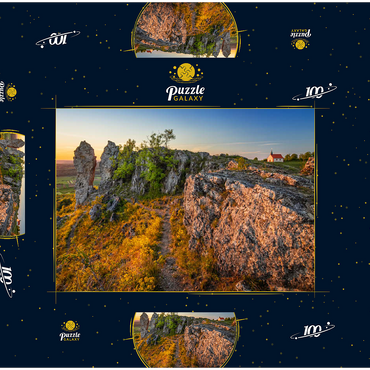 Darstellung des Puzzle Motivs Abend auf dem Zeugenberg Ehrenbürg, auch Walberla genannt, mit der Walburgiskapelle 100 Puzzle Schachtel 3D Modell