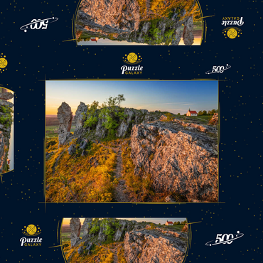 Darstellung des Puzzle Motivs Abend auf dem Zeugenberg Ehrenbürg, auch Walberla genannt, mit der Walburgiskapelle 500 Puzzle Schachtel 3D Modell