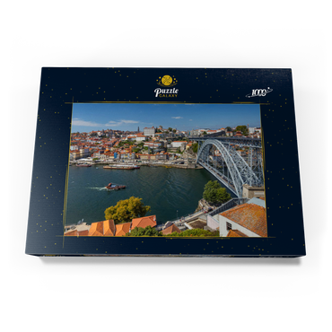 Darstellung des Puzzle Motivs Blick über den Fluss Douro zur Altstadt Ribeira von Porto 1000 Puzzle Schachtel Ansicht3