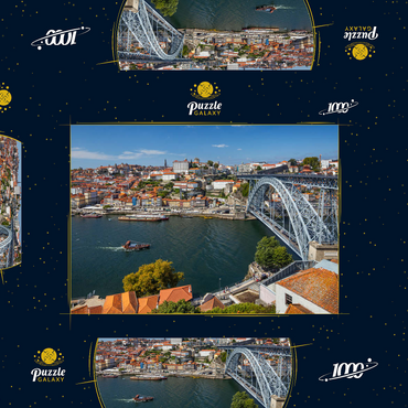 Darstellung des Puzzle Motivs Blick über den Fluss Douro zur Altstadt Ribeira von Porto 1000 Puzzle Schachtel 3D Modell