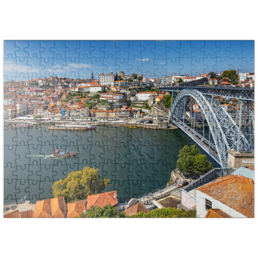 Darstellung des Puzzle Motivs puzzleplate Blick über den Fluss Douro zur Altstadt Ribeira von Porto 200 Puzzle