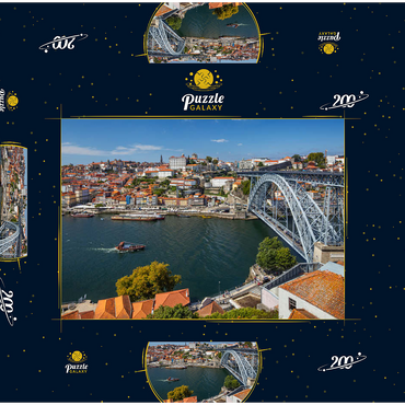 Darstellung des Puzzle Motivs Blick über den Fluss Douro zur Altstadt Ribeira von Porto 200 Puzzle Schachtel 3D Modell